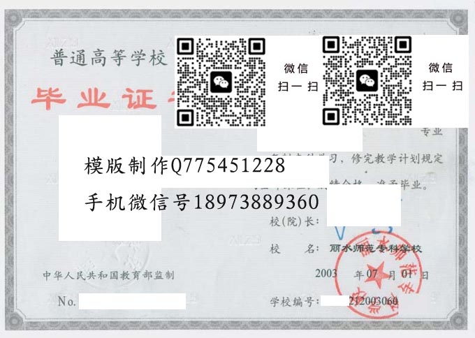 丽水师范专科学校毕业证样本2003年全日制大专毕业证模版图片