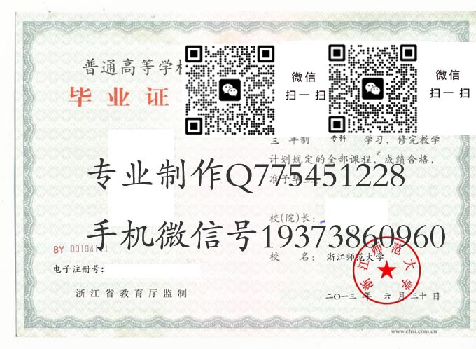 浙江师范大学毕业证样本2013年全日制本科毕业证模版图片