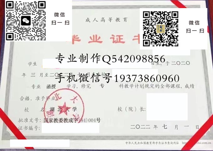 湖北大学毕业证样本模版图片