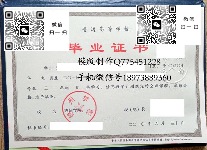 德州学院毕业证样本全日制本科模版图片