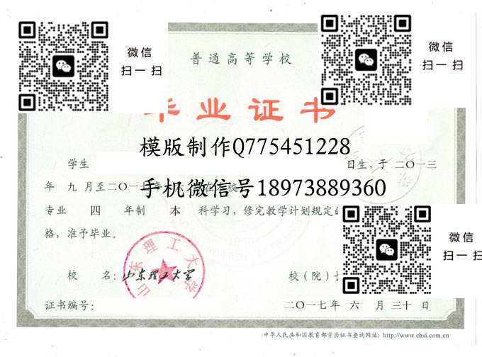 山东理工大学毕业证样本全日制本科模版图片