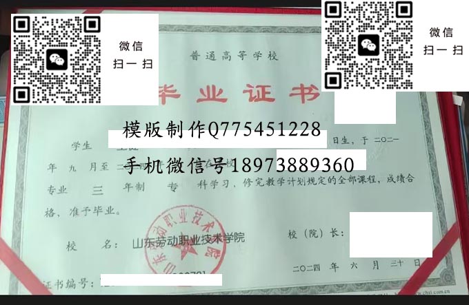 山东劳动职业技术学院毕业证样本全日制模版图片