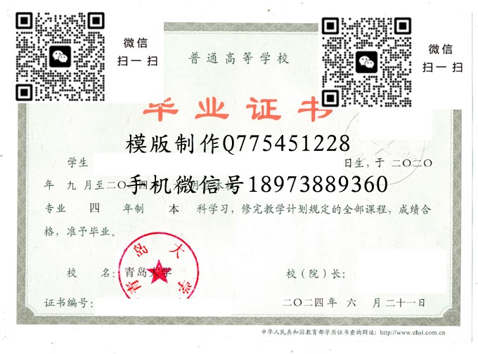 青岛大学毕业证样本全日制本科模版图片