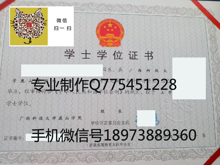 广西科技大学鹿山学院学位证书样本展示