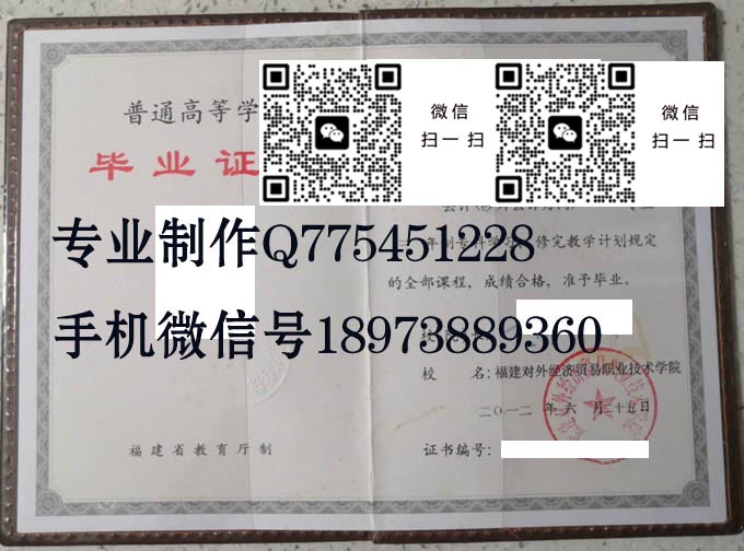 福建对外经济贸易职业技术学院毕业证样本全日制大专模版图片