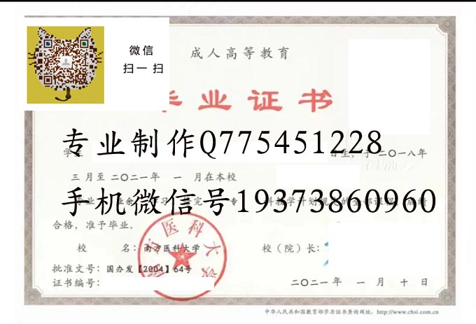 南方医科大学毕业证样本成人图片
