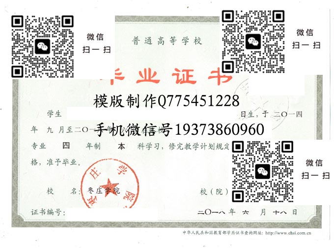 枣庄学院毕业证样本全日制本科模版图片