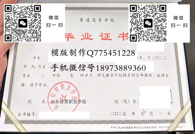 山东经贸职业学院毕业证样本全日制模版图片