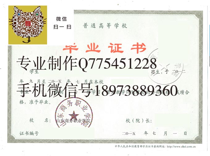 山东商务职业学院毕业证样本