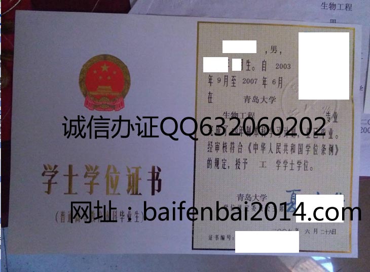 青岛大学学位证样本