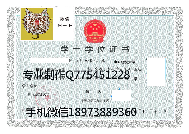 山东建筑大学2010年学位证样本