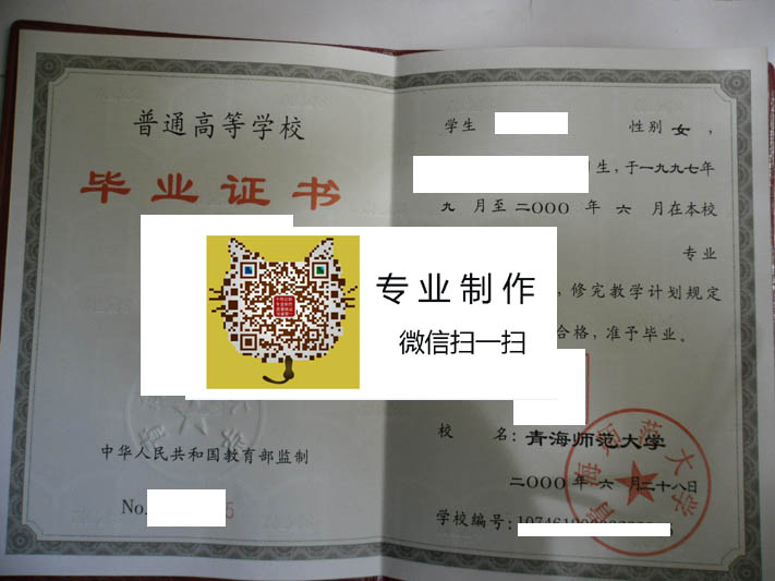 青海师范大学毕业证样本