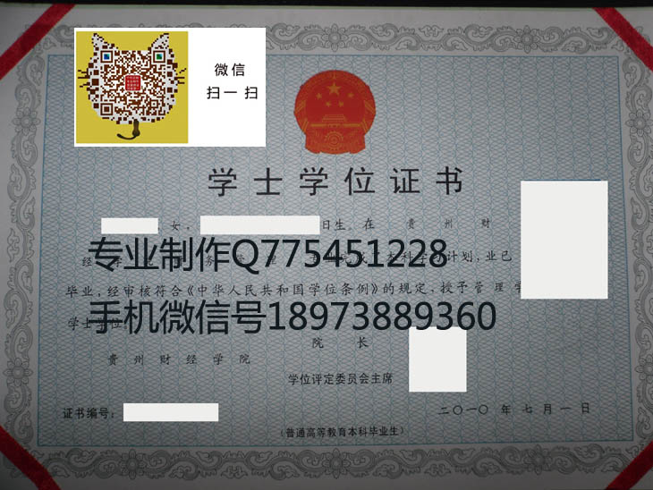 贵州财经学院2010年毕业证样本