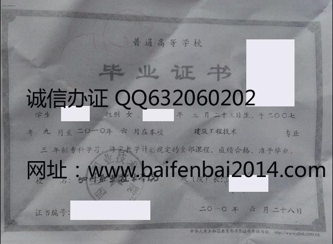 四川职业技术学院2010年毕业证样本