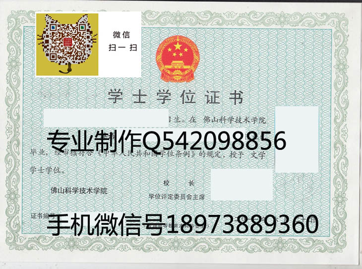 佛山科学技术学院毕业证样本