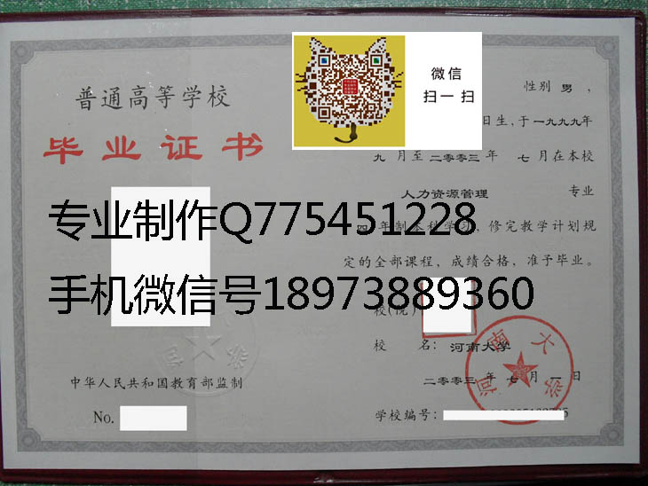 河南大学毕业证样本