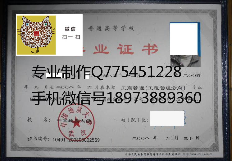 中国地质大学(武汉)毕业证样本