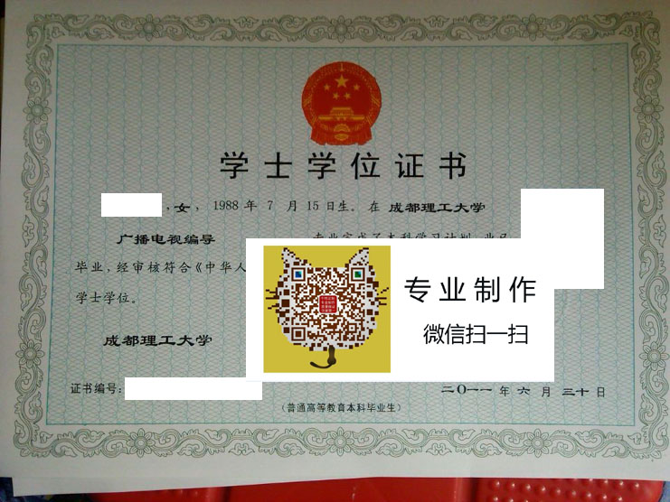 成都理工大学广播影视学院学位证2012年样本图片