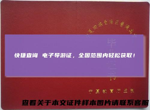 快捷查询电子导游证，全国范围内轻松获取！