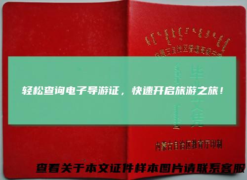 轻松查询电子导游证，快速开启旅游之旅！