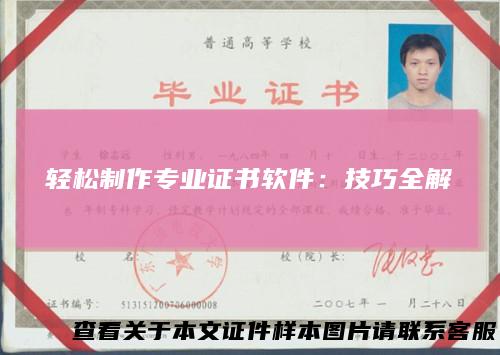 轻松制作专业证书软件：技巧全解
