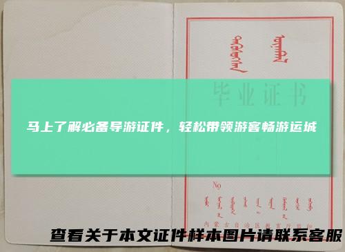 马上了解必备导游证件，轻松带领游客畅游运城