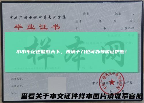 小小年纪也能游天下，未满十八也可办导游证护照！