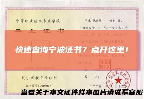 快速查询宁波证书？点开这里！