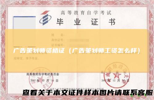 广告策划师资格证（广告策划师工资怎么样）
