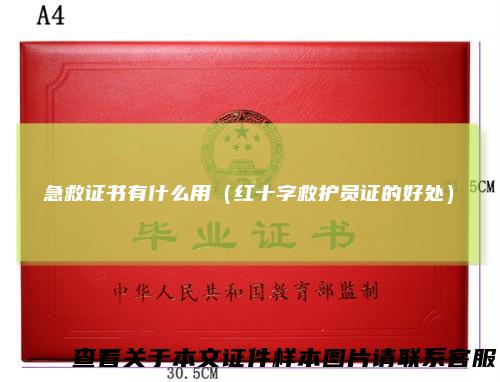 急救证书有什么用（红十字救护员证的好处）