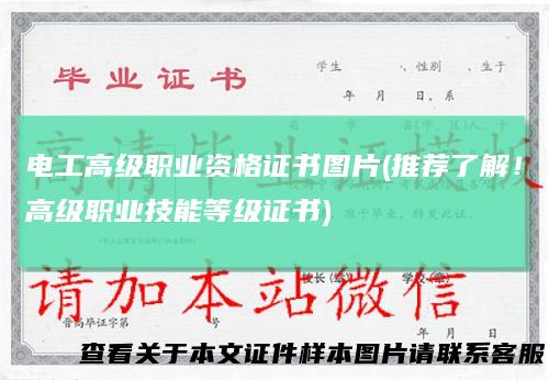 电工高级职业资格证书图片(推荐了解！高级职业技能等级证书)