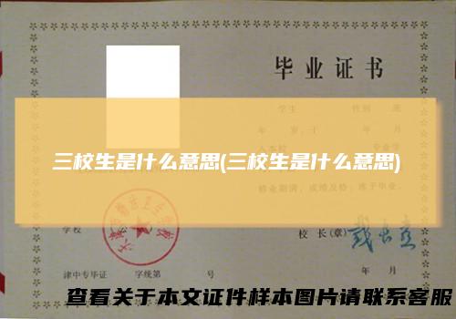 三校生是什么意思(三校生是什么意思)