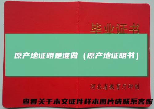 原产地证明是谁做（原产地证明书）
