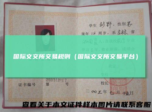国际文交所交易规则（国际文交所交易平台）