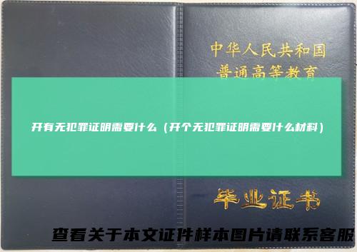开有无犯罪证明需要什么（开个无犯罪证明需要什么材料）