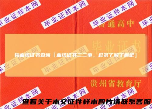 狗血统证书查询『血统证书二三事，赶紧了解了解吧』