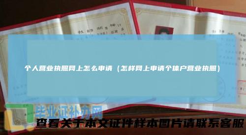个人营业执照网上怎么申请（怎样网上申请个体户营业执照）