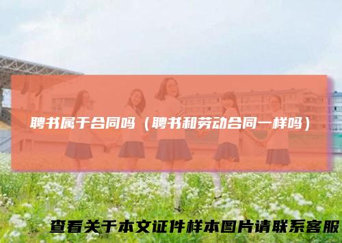 聘书属于合同吗(聘书和劳动合同一样吗)