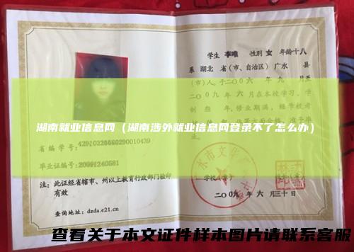 湖南就业信息网（湖南涉外就业信息网登录不了怎么办）