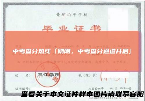 中考查分热线『刚刚，中考查分通道开启』