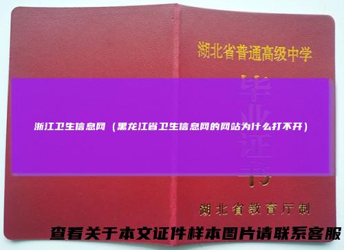 浙江卫生信息网（黑龙江省卫生信息网的网站为什么打不开）