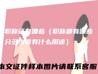 职称证有哪些（职称都有哪些分多少类有什么用途）