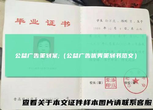 公益广告策划案;（公益广告优秀策划书范文）