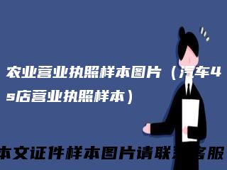 农业营业执照样本图片（汽车4s店营业执照样本）