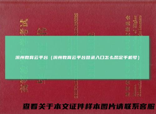 滨州教育云平台（滨州教育云平台登录入口怎么帮定手机号）