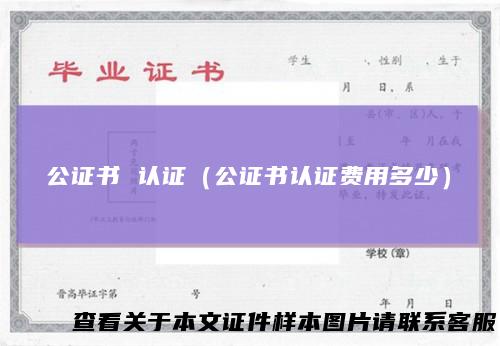 公证书认证(公证书认证费用多少)