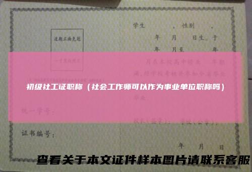 初级社工证职称（社会工作师可以作为事业单位职称吗）