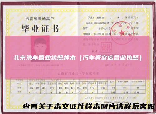 北京洗车营业执照样本（汽车美容店营业执照）