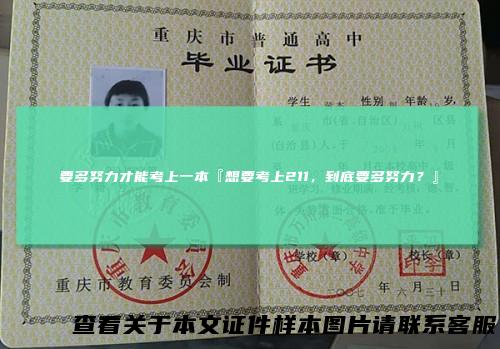 要多努力才能考上一本『想要考上211，到底要多努力？』