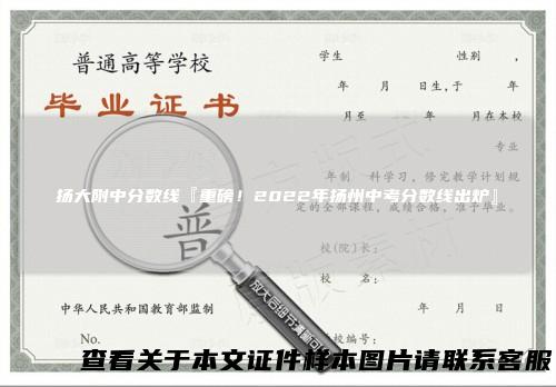 扬大附中分数线『重磅！2022年扬州中考分数线出炉』